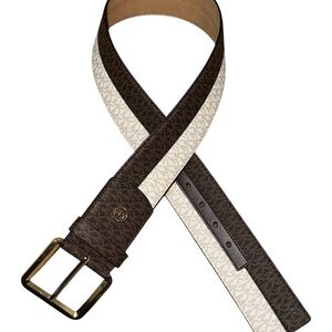 Michael Michael Kors Women’s Brown and Cream Designer Belt Size S